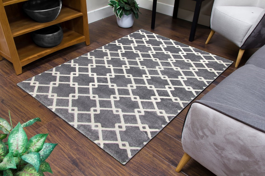 Grey Quattro Geometric Rug - Toscana