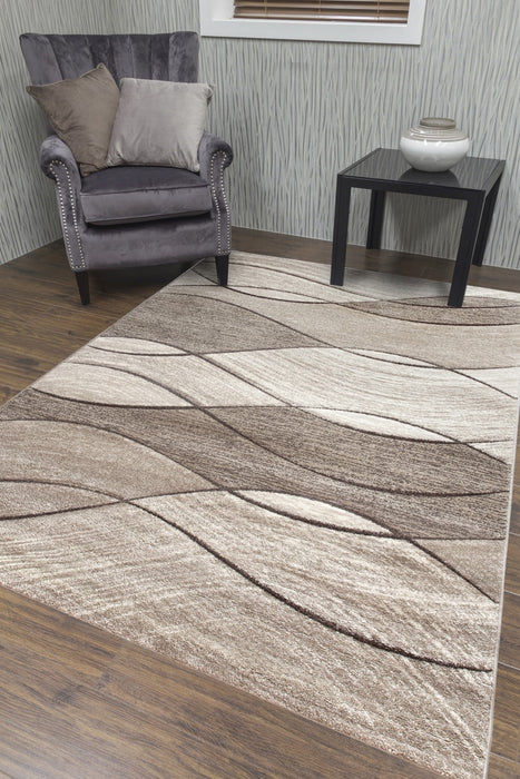 Beige Brown Waves Rug - Impulse