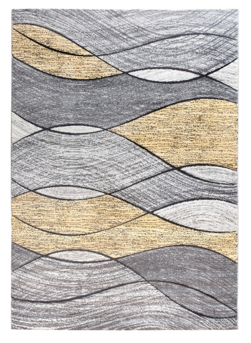 Yellow Grey Waves Rug - Impulse