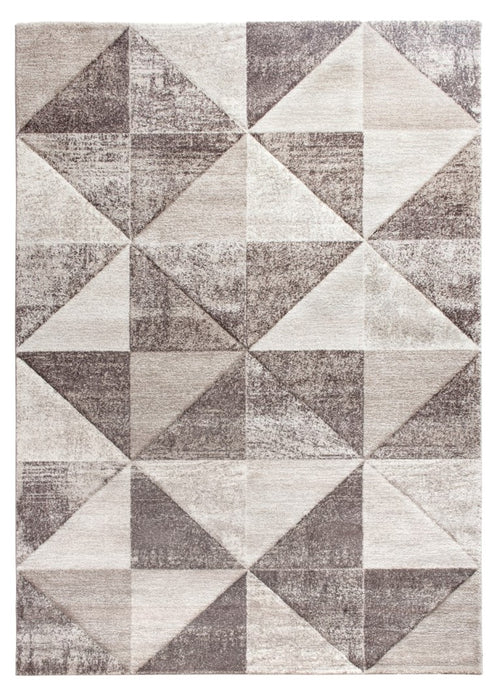 Beige Brown Geometric Triangles Rug - Impulse Triad