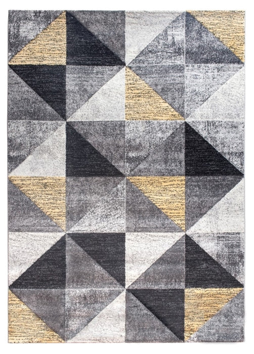 Yellow Grey Geometric Triangles Rug - Impulse Triad