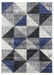 Navy Blue Grey Geometric Triangles Rug - Impulse Triad