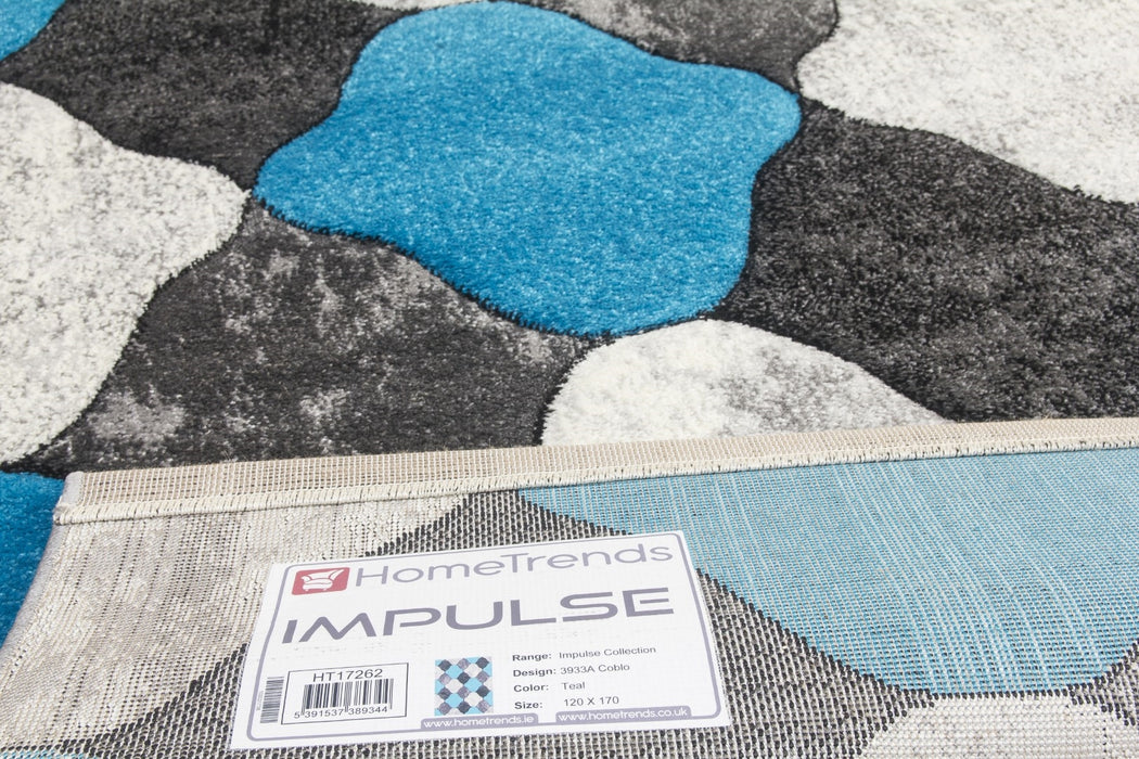 Grey Teal Coblo Rug - Impulse