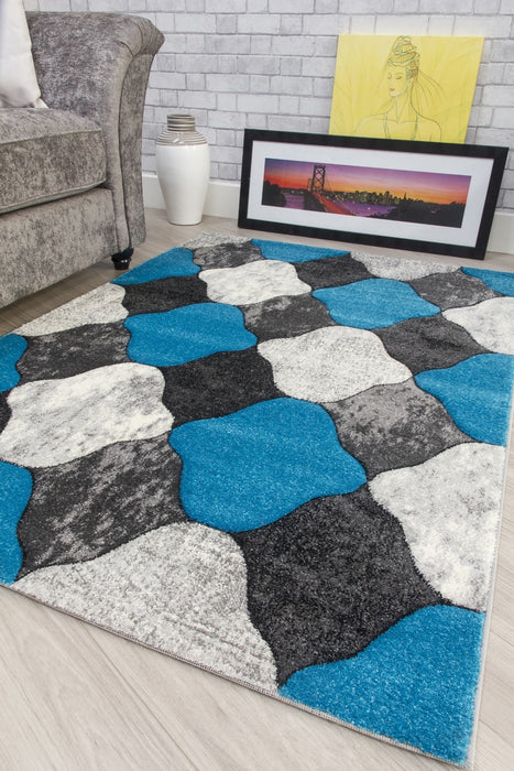 Grey Teal Coblo Rug - Impulse