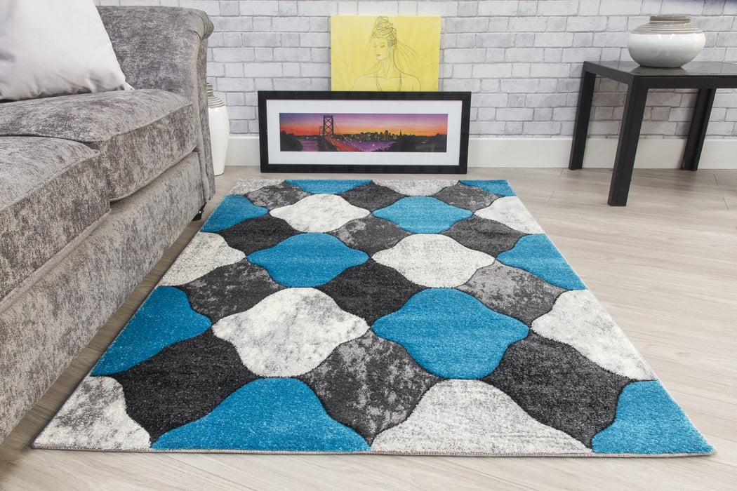 Grey Teal Coblo Rug - Impulse