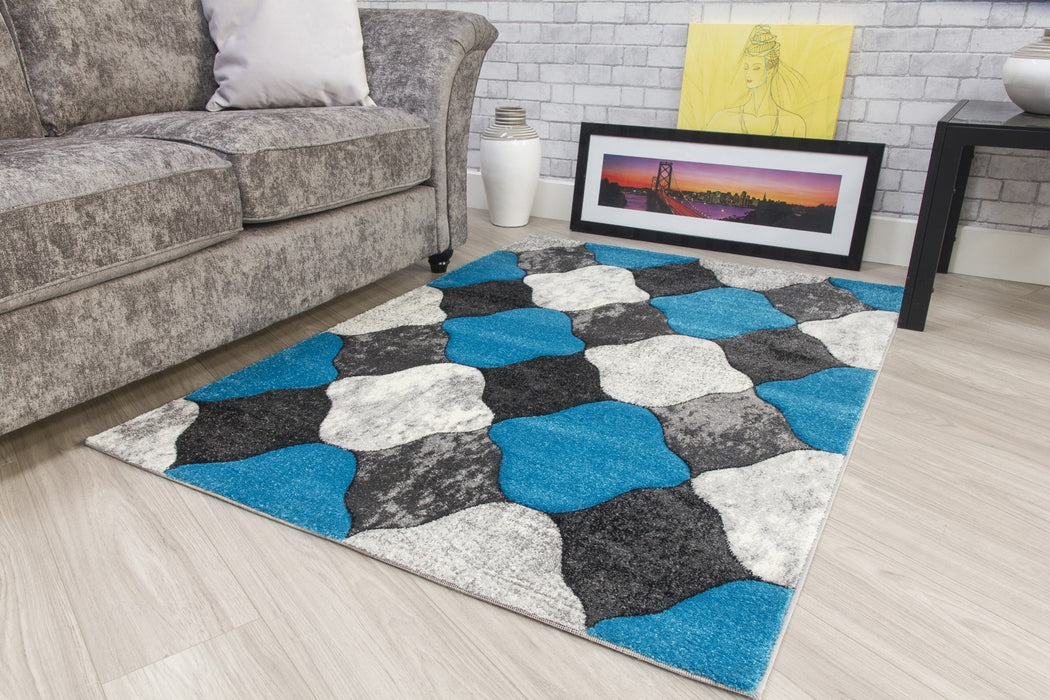 Grey Teal Coblo Rug - Impulse