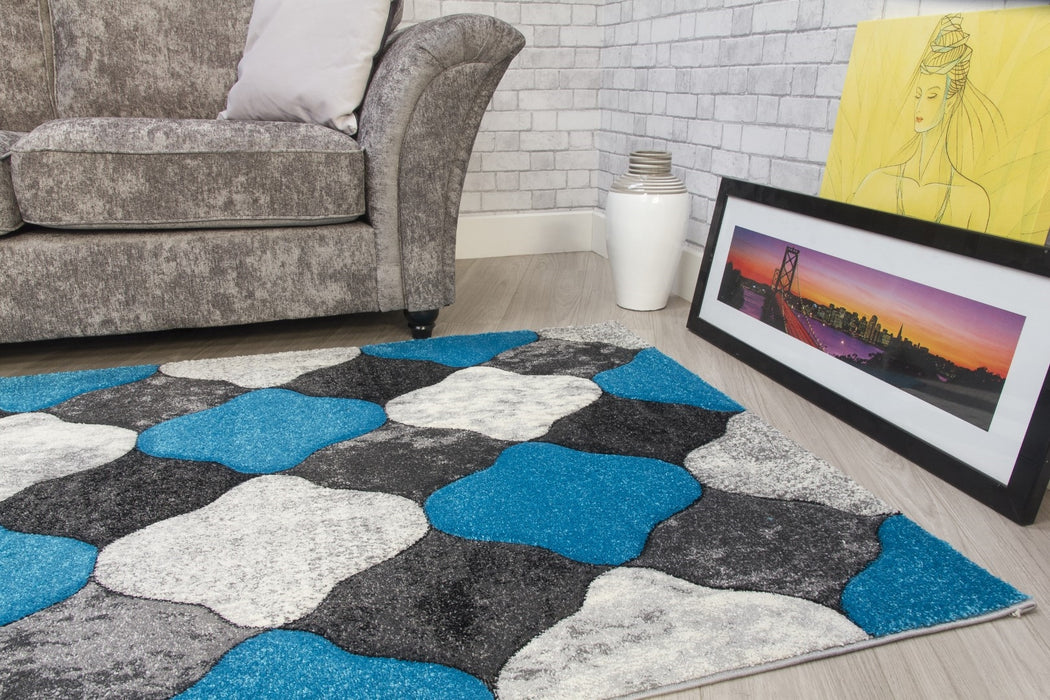 Grey Teal Coblo Rug - Impulse