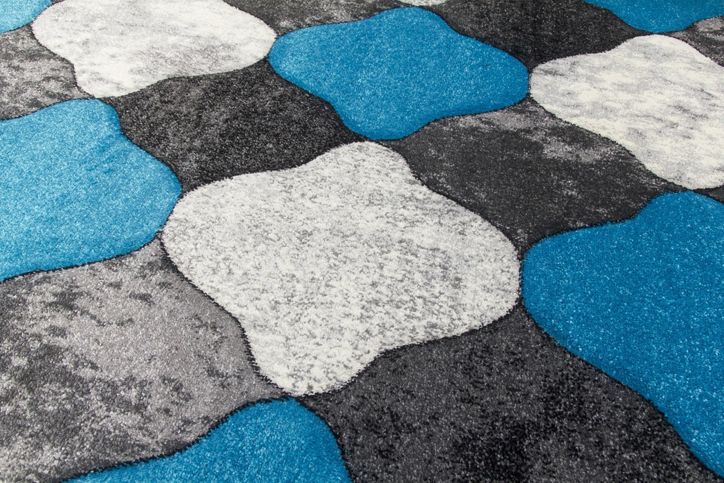 Grey Teal Coblo Rug - Impulse