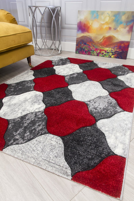 Grey Red Coblo Rug - Impulse