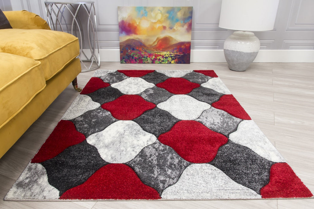 Grey Red Coblo Rug - Impulse