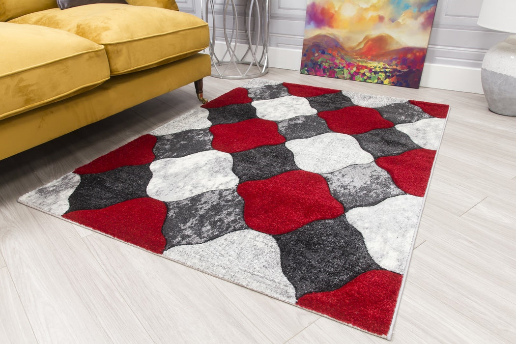 Grey Red Coblo Rug - Impulse