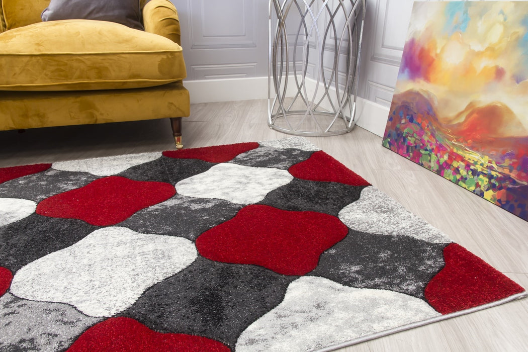 Grey Red Coblo Rug - Impulse