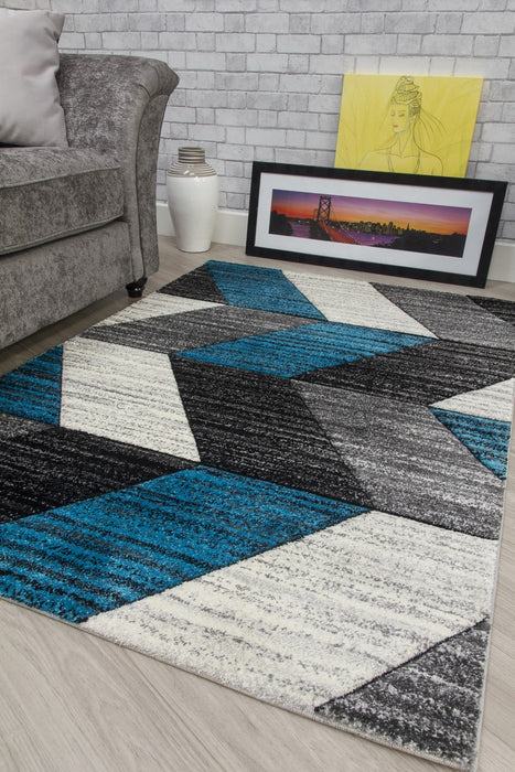 Grey Teal Chevron Rug - Impulse