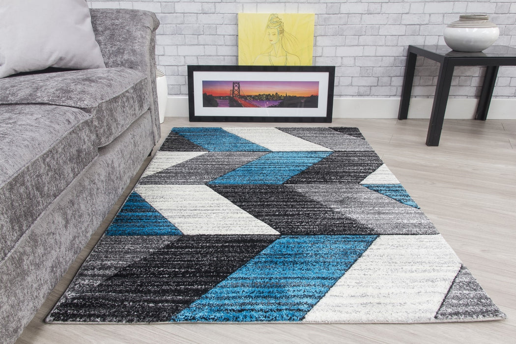 Grey Teal Chevron Rug - Impulse