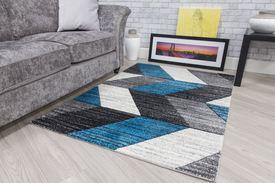 Grey Teal Chevron Rug - Impulse