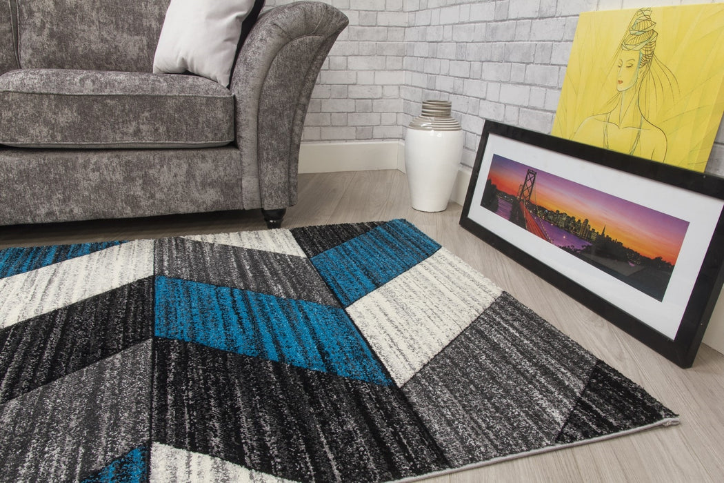 Grey Teal Chevron Rug - Impulse