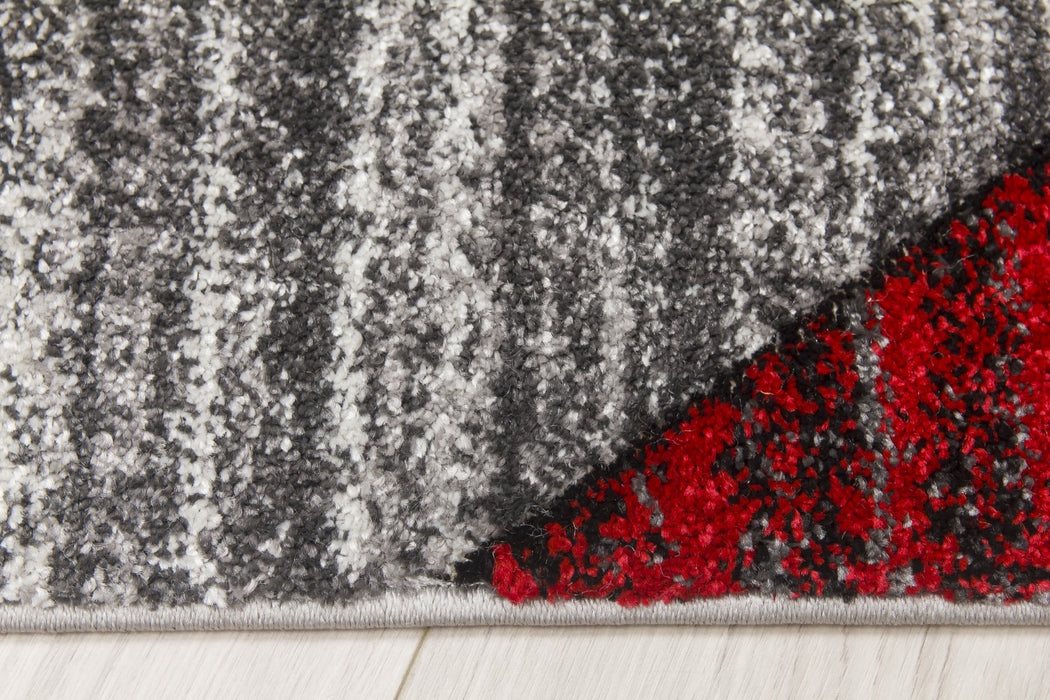 Grey Red Chevron Rug - Impulse