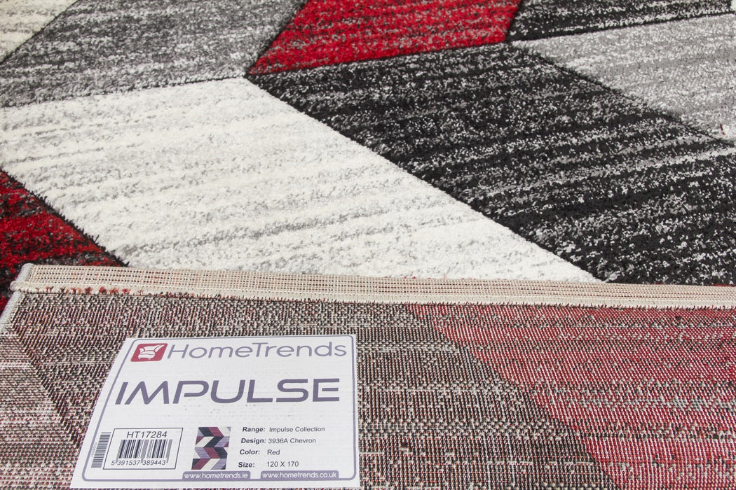 Grey Red Chevron Rug - Impulse