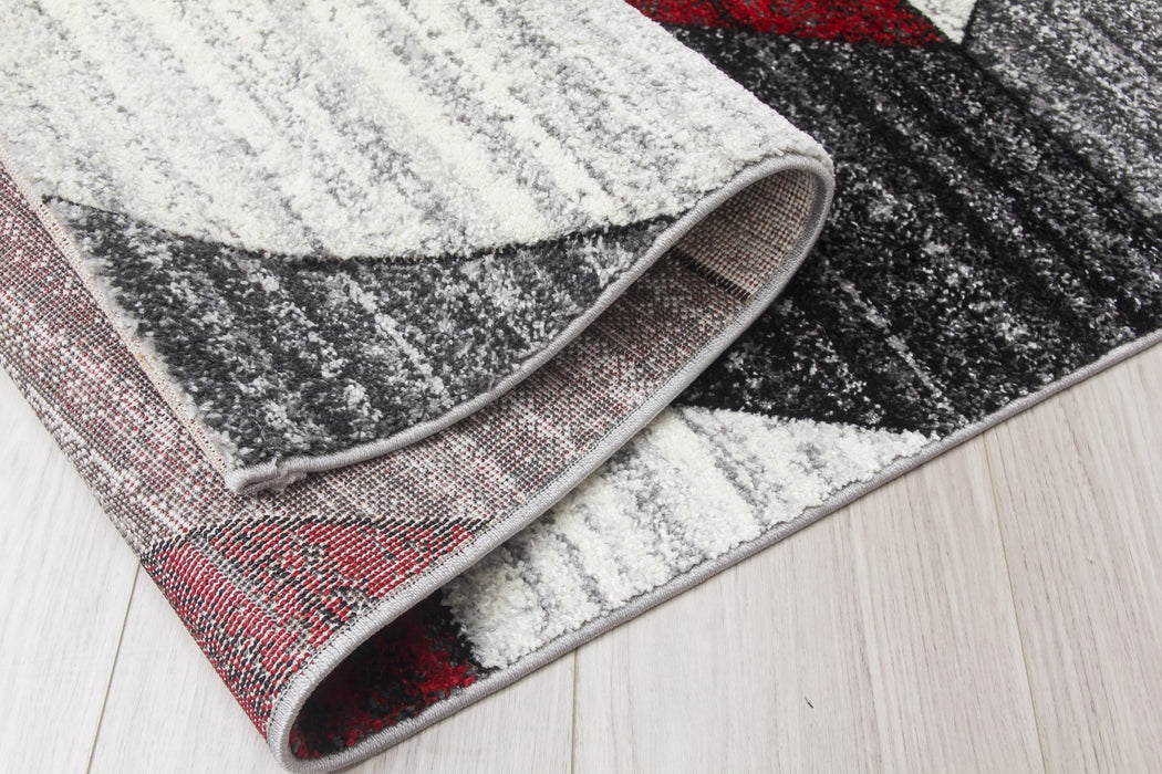 Grey Red Chevron Rug - Impulse