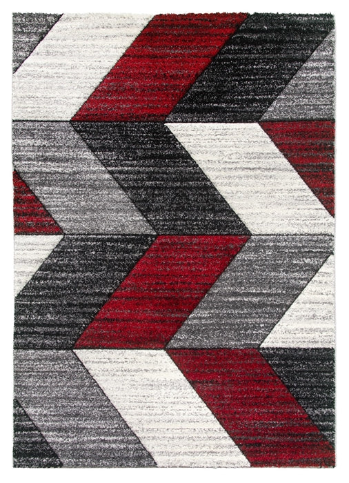 Grey Red Chevron Rug - Impulse