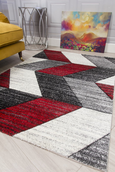 Grey Red Chevron Rug - Impulse