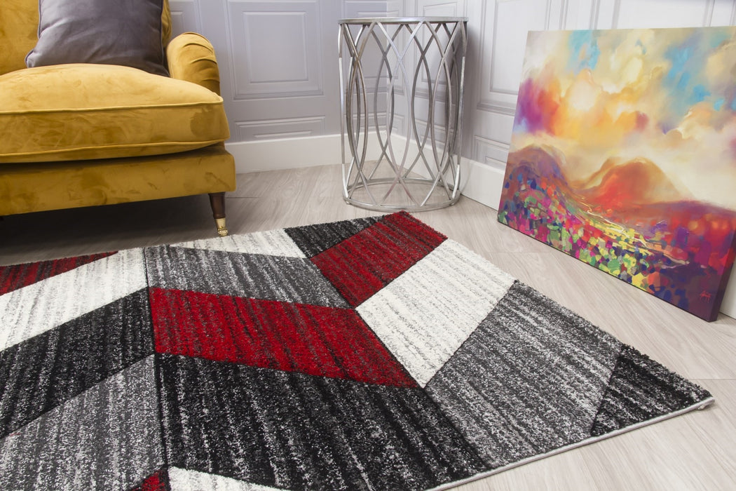 Grey Red Chevron Rug - Impulse