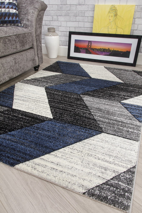 Grey Navy Chevron Rug - Impulse