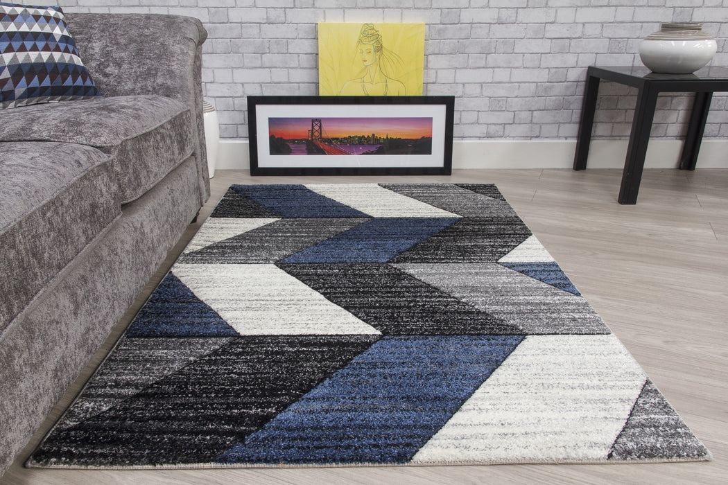 Grey Navy Chevron Rug - Impulse