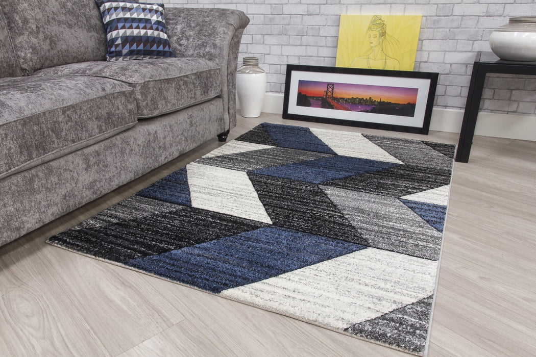 Grey Navy Chevron Rug - Impulse