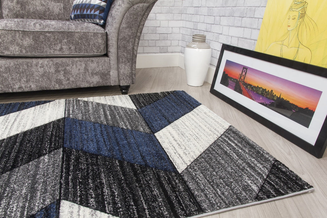 Grey Navy Chevron Rug - Impulse