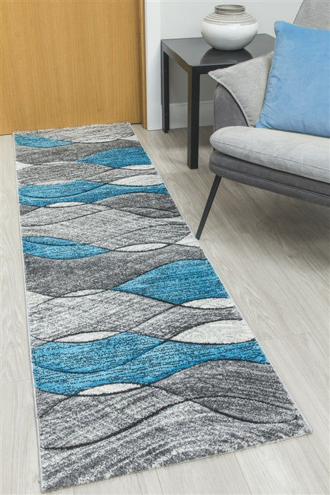 Impulse Waves Runner Rug - Grey / Teal