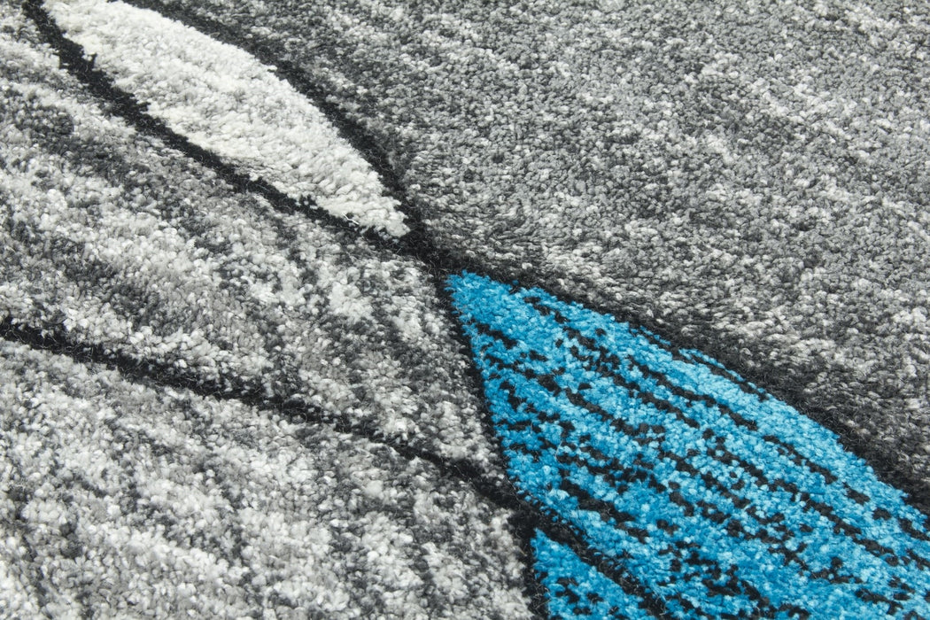 Impulse Waves Runner Rug - Grey / Teal