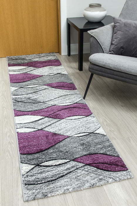 Impulse Waves Runner Rug - Grey / Purple