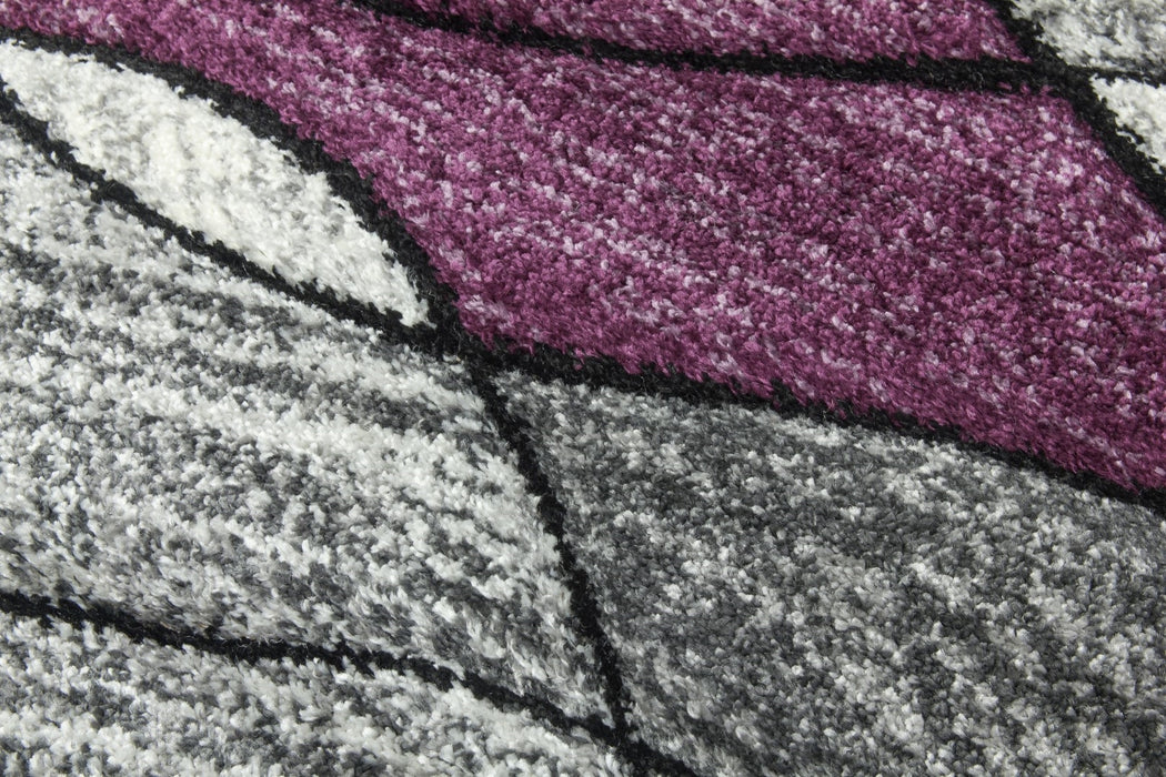 Impulse Waves Runner Rug - Grey / Purple