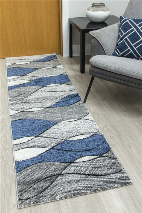 Impulse Waves Runner Rug - Grey / Navy