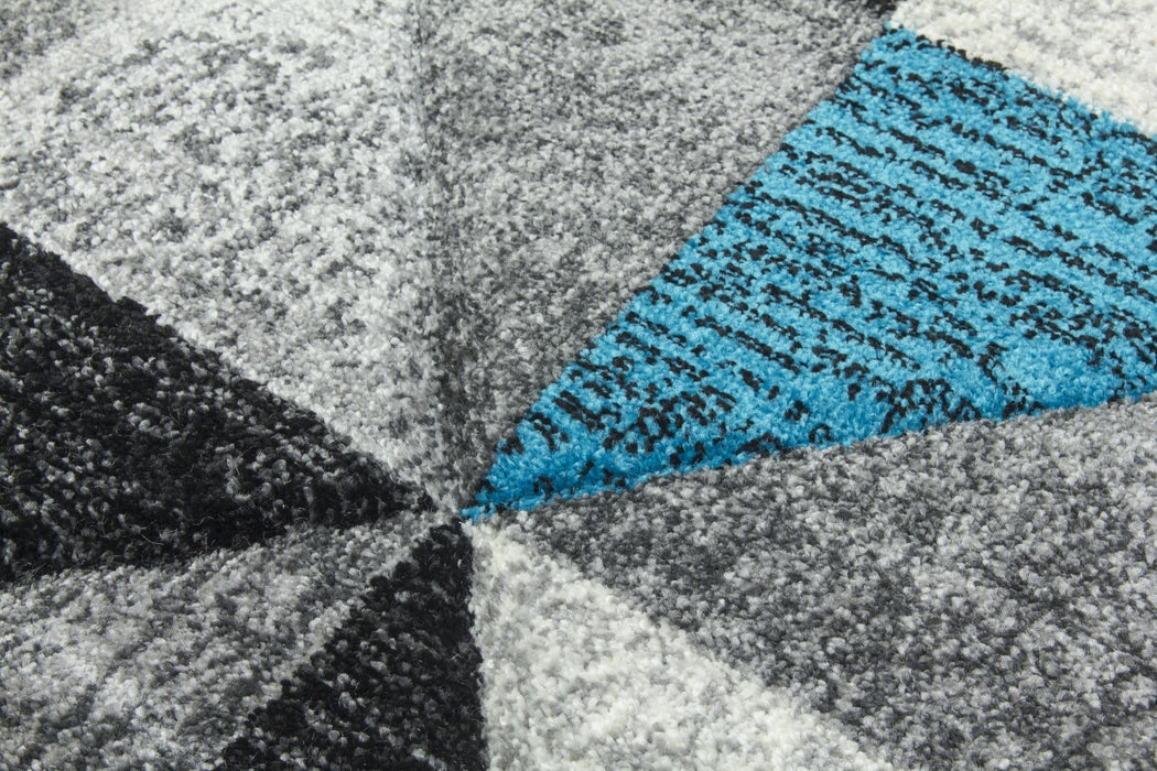 Impulse Triad Runner Rug - Grey/Black/Teal