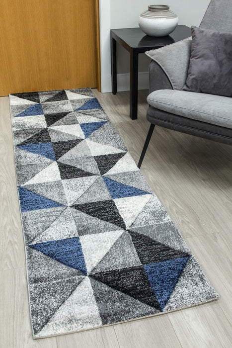 Impulse Triad Runner Rug - Grey/Black/Navy