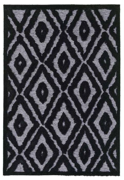 finesse diamond high-low shaggy grey black rug