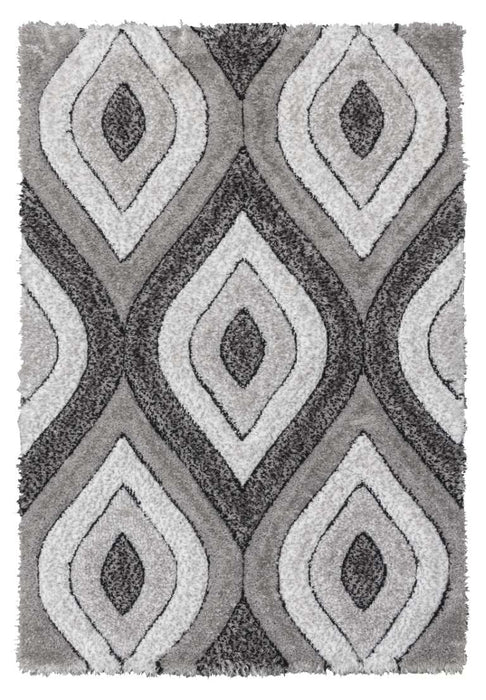 Luxus Teardrop - 3D Shaggy Rug - Grey