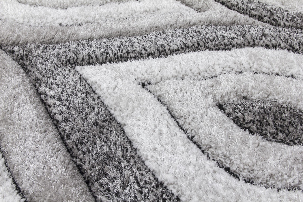 Luxus Teardrop - 3D Shaggy Rug - Grey