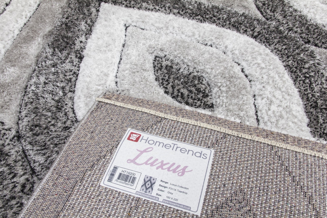 Luxus Teardrop - 3D Shaggy Rug - Grey