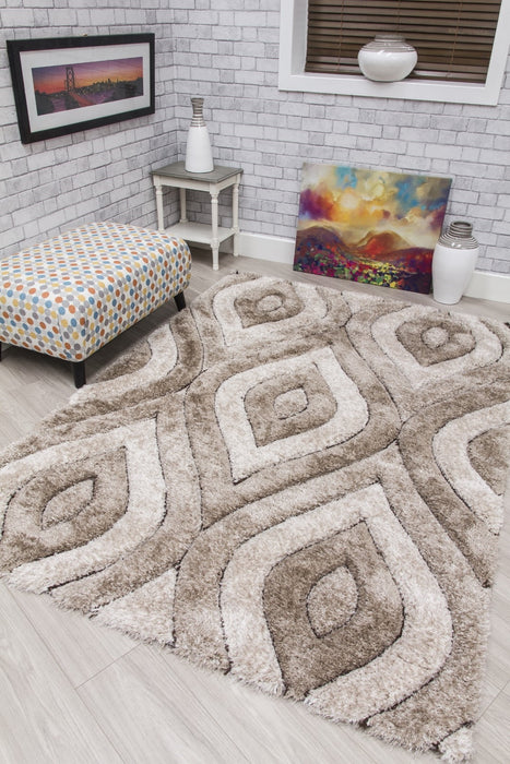 Luxus Teardrop - 3D Shaggy Rug - Beige