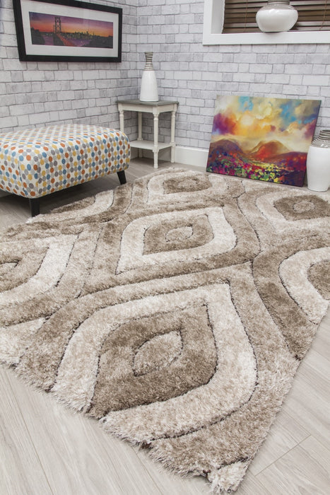 Luxus Teardrop - 3D Shaggy Rug - Beige