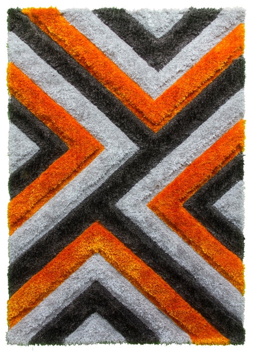 luxus-cascade-shaggy-rug-grey-orange