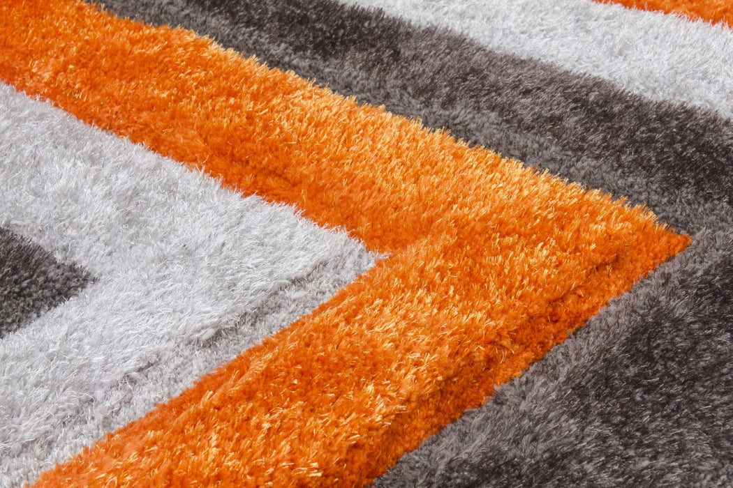 Luxus Cascade - 3D Shaggy Rug - Grey/Orange