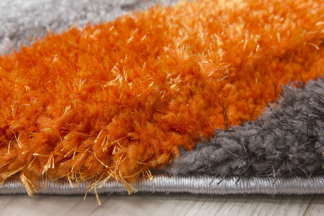 Luxus Cascade - 3D Shaggy Rug - Grey/Orange