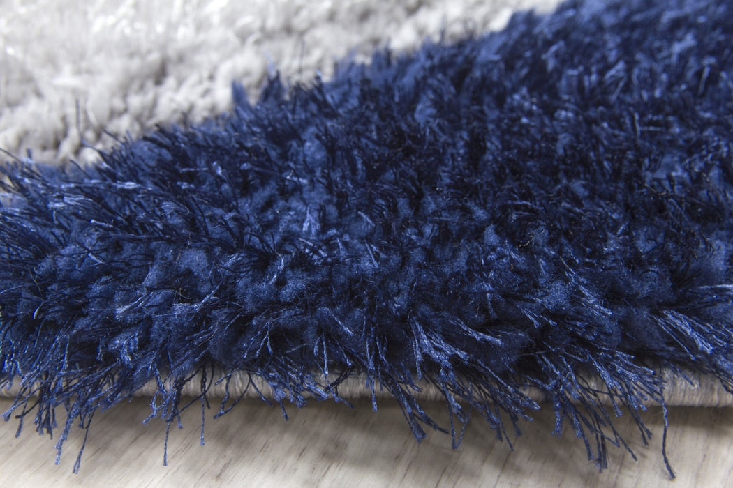 Luxus Cascade - 3D Shaggy Rug - Grey/Navy