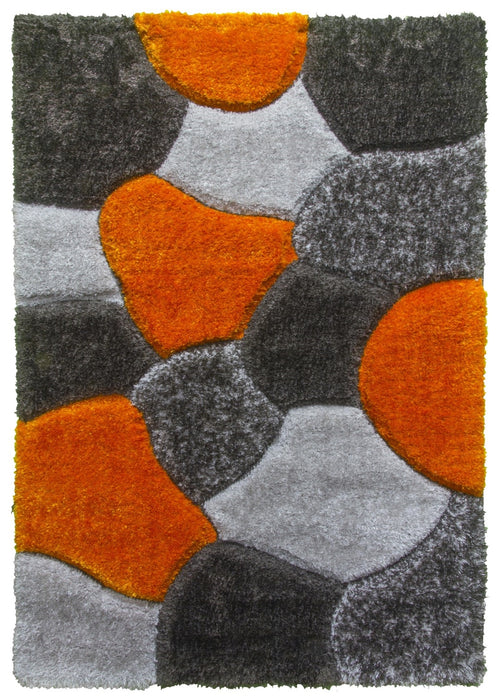 Luxus Stones - 3D Shaggy Rug - Multi Orange