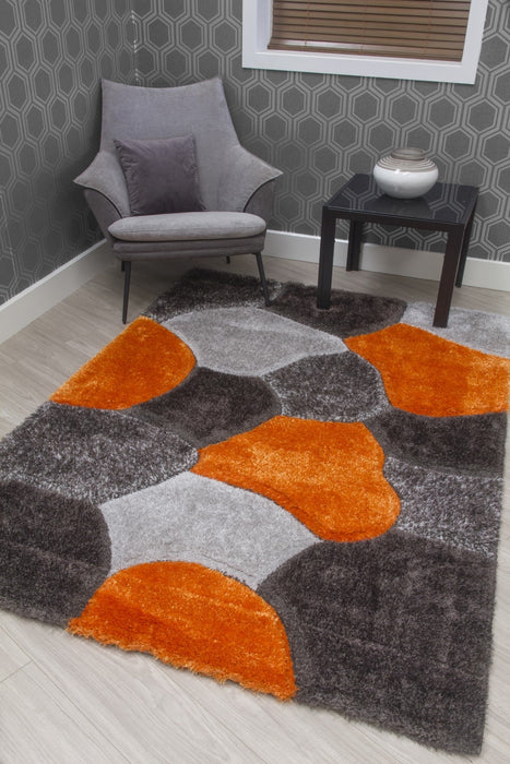 Luxus Stones - 3D Shaggy Rug - Multi Orange