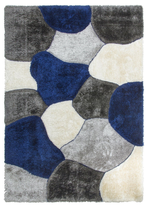 Luxus Stones - 3D Shaggy Rug - Multi Navy